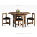 Round Dining Table Wooden Extendable Dining Walnut Table